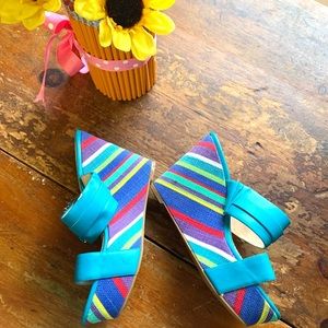 Nine West Turquoise Striped Platform Size 8 1/2